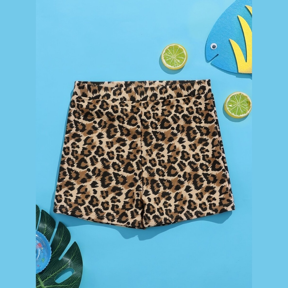 Girls Leopard Swim / Gymnastics Shorts